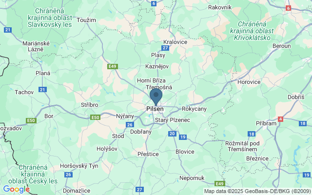 Kaart met locatie Kathedraal van Plzen
